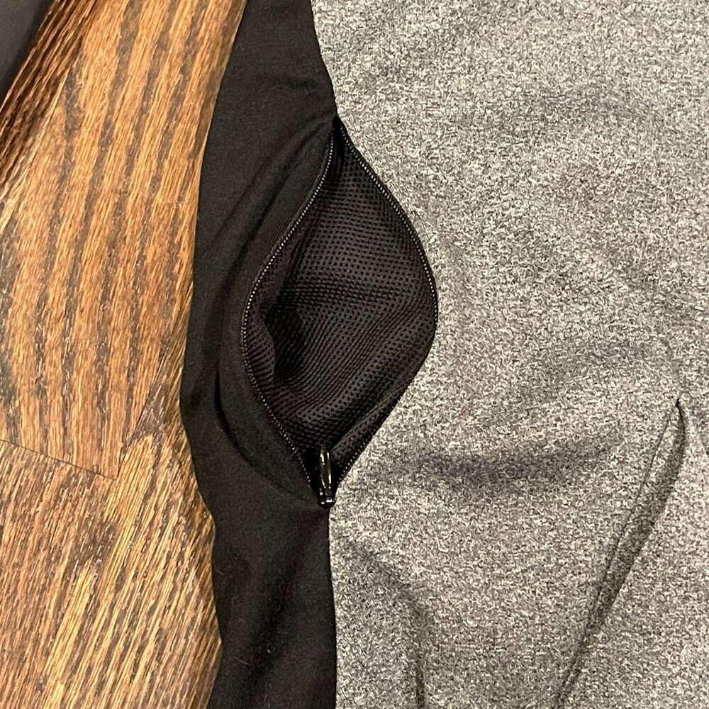 Nike Dri-FIT Hooded Full Zip Jacket Gray Black Woven Overlay Thumbholes Size L - Picture 7 of 8